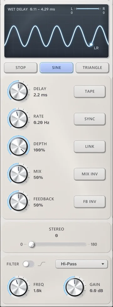 The Flanger module's interface